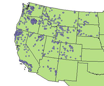 Sample locations for EMAP-West.