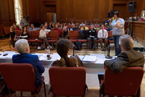 Image of citizens speaking to EPA air officials during a March 2011 public listening session