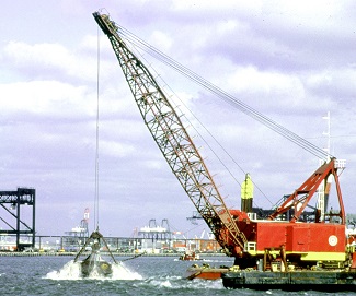 Dredging in harbor.