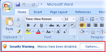 Screen capture of a security warning in Microsoft Access