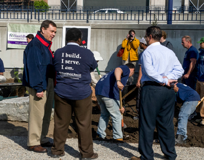 Ira W. Leighton and others at a YouthBuild Boston event