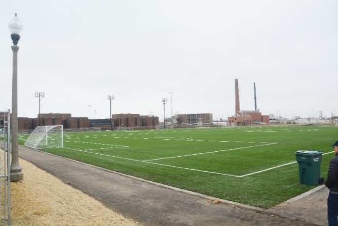 Artificial turf soccer field