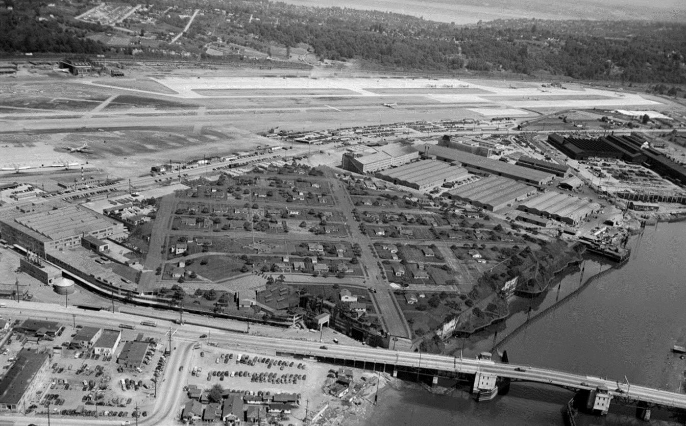 This is an aerial photo of Plant 2 of The Boeing Company in the 1940s