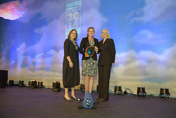 Promotional Partner of the Year, Athens-Clarke County Public Utilities Department, with US EPA's Ellen Gilinsky and Veronica Blette.