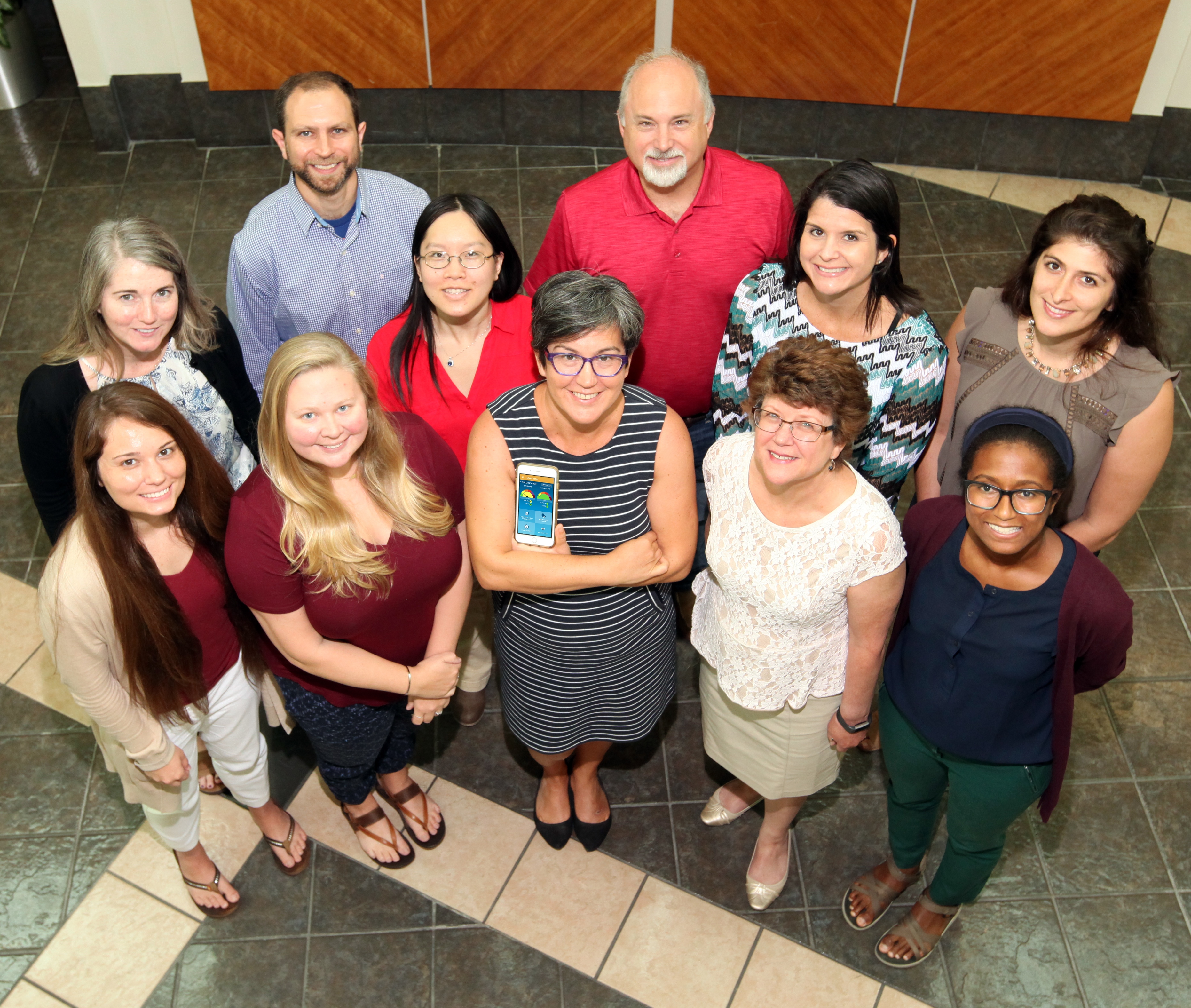 The Smoke Sense team. Top row: Mary Clare Hano, Steve Prince, Linda Wei, Bryan Hubbell, Monica Linnenbrink, Christina Baghdikian. Bottom Row: Nicolle Priester, Bailey Stearns, Ana Rappold, Ann Brown, and Lauren Wyatt.