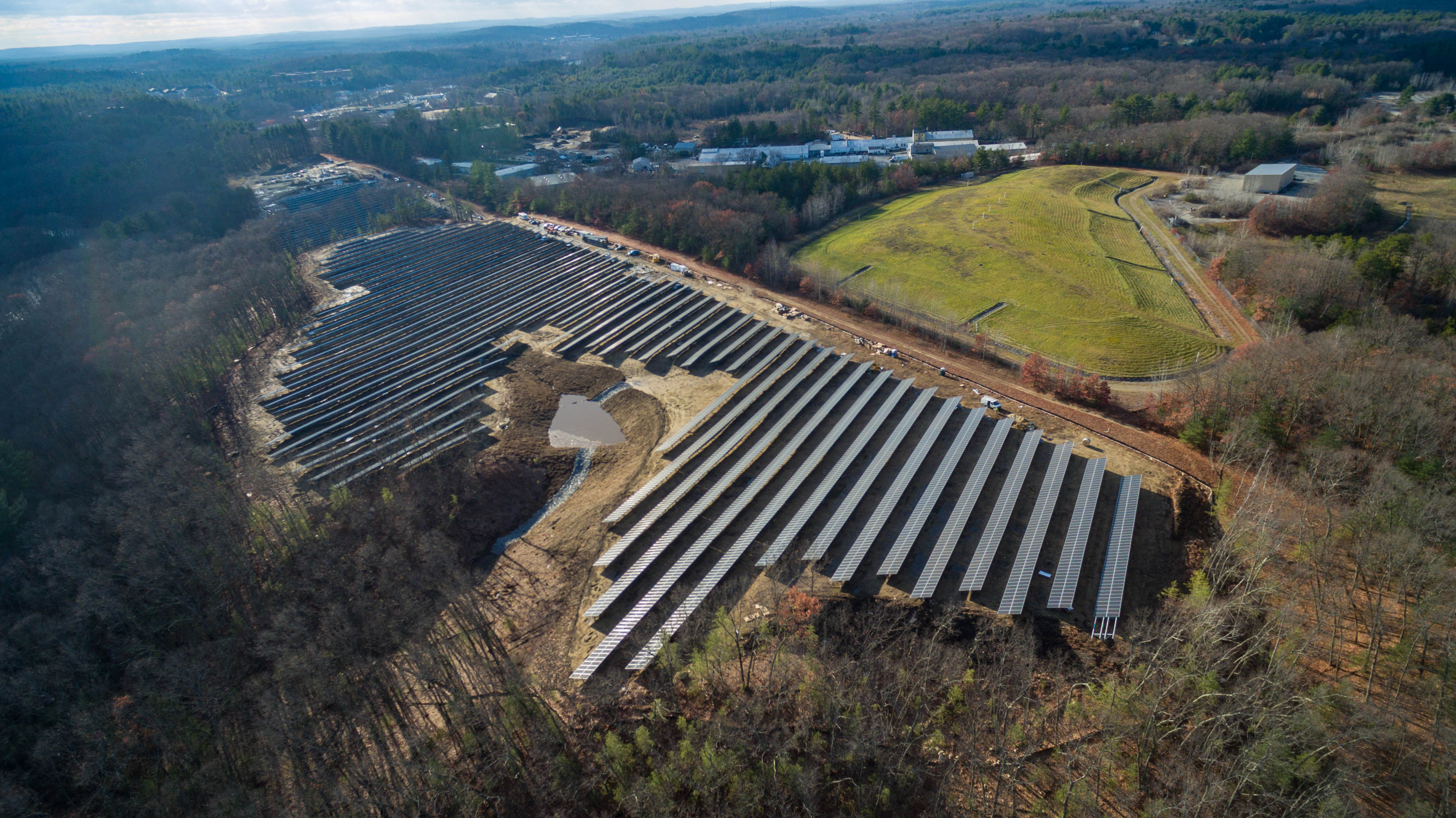 Aerial view of solar panels