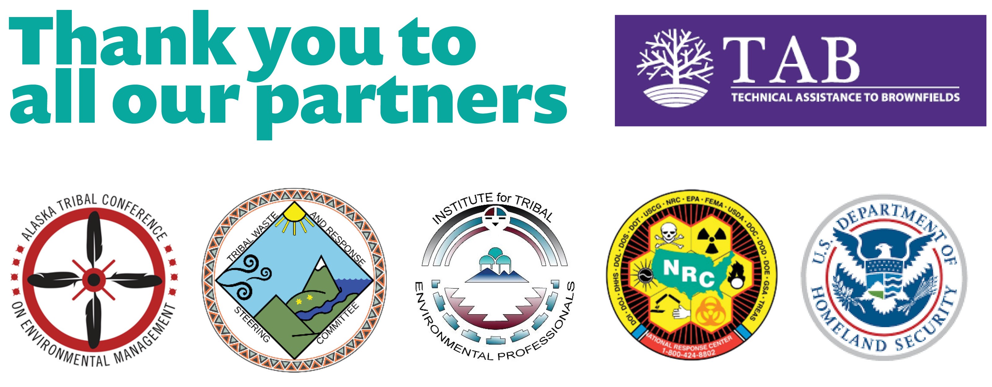 Logos of 2020 tribal partners: KSU TAB, ATCEM, TWAR SC, ITEP, NRC, FEMA 