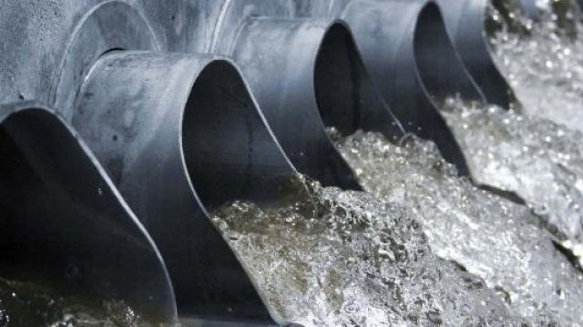 water flowing from wastewater pipes