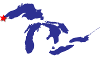 Map of the Great Lakes showing general location of the St. Louis River and Bay AOC