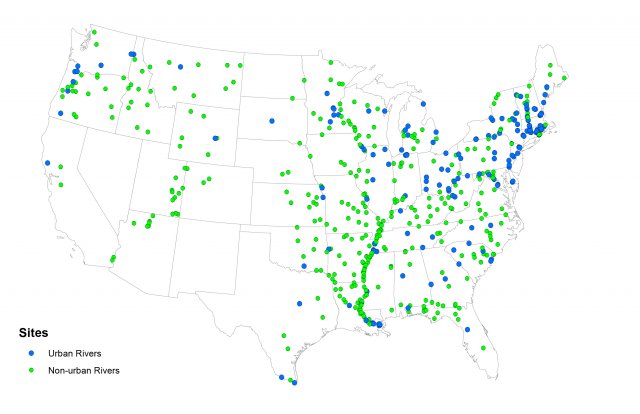 Map: Sampling Locations for the National Rivers and Streams Assessment Fish Tissue Study 2008-2009