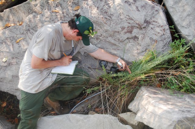 Ken Fritz takes some measurements out in nature