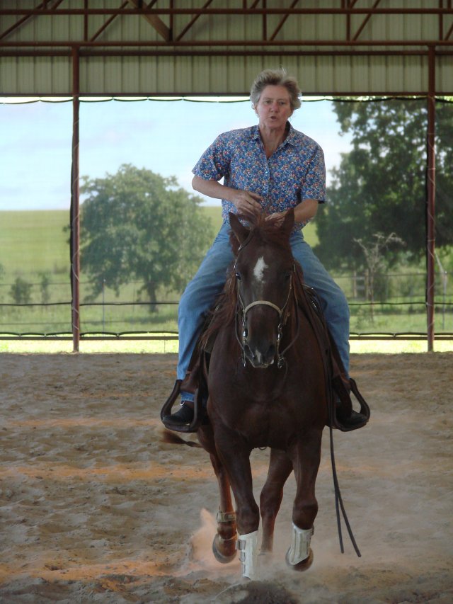 Eva Davis rides a horse