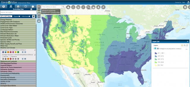 EnviroAtlas map screen shot