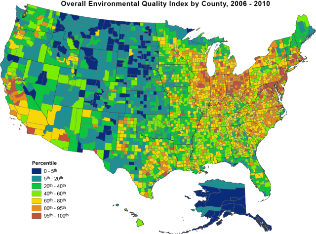 This map illustrates the data collected as part of the EQI study from 2006- 2010.