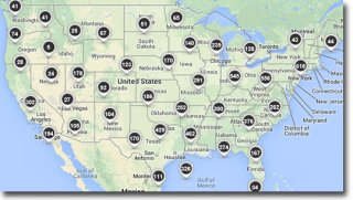 Map of US showing GHG data