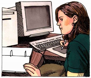 Woman on the computer.