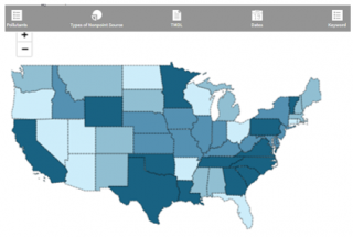 Sample screen shot from Nonpoint Source Success Story map and filters