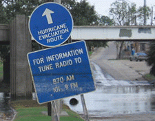 road sign for emergency evacuation route