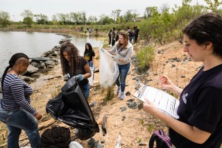 photo of students collecting data