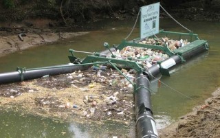trash boom in water