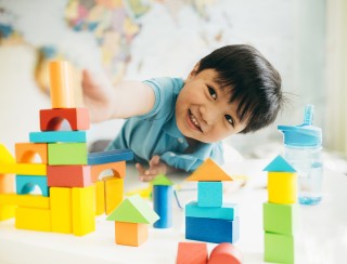 Boy playing with blocks