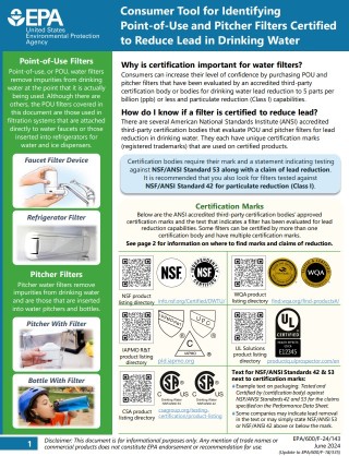 Filters Certified to Reduce Lead in Drinking Water cover