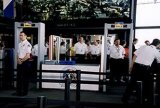 An airport security checkpoint