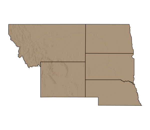 Northern Great Plains region, shaded in brown