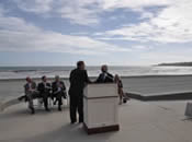 Curt Spalding exchanges a friendly greeting with Senator Jack Reed (D-RI). Curt Spalding exchanges a friendly greeting with Senator Jack Reed (D-RI).