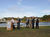 Joe Costa gets ready to hand out wards to six grant winners with projects located in Buzzard's Bay. Joe Costa gets ready to hand out wards to six grant winners with projects located in Buzzard's Bay.