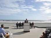 Tom Borden (Director of the Narragansett Bay Estuary Program) announces sub-award winners for projects in the Narragansett Bay watershed. Tom Borden (Director of the Narragansett Bay Estuary Program) announces sub-award winners for projects in the Narragansett Bay watershed.