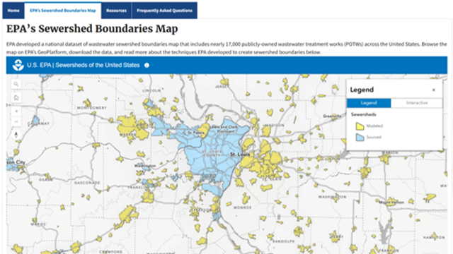 Sewersheds database screenshot