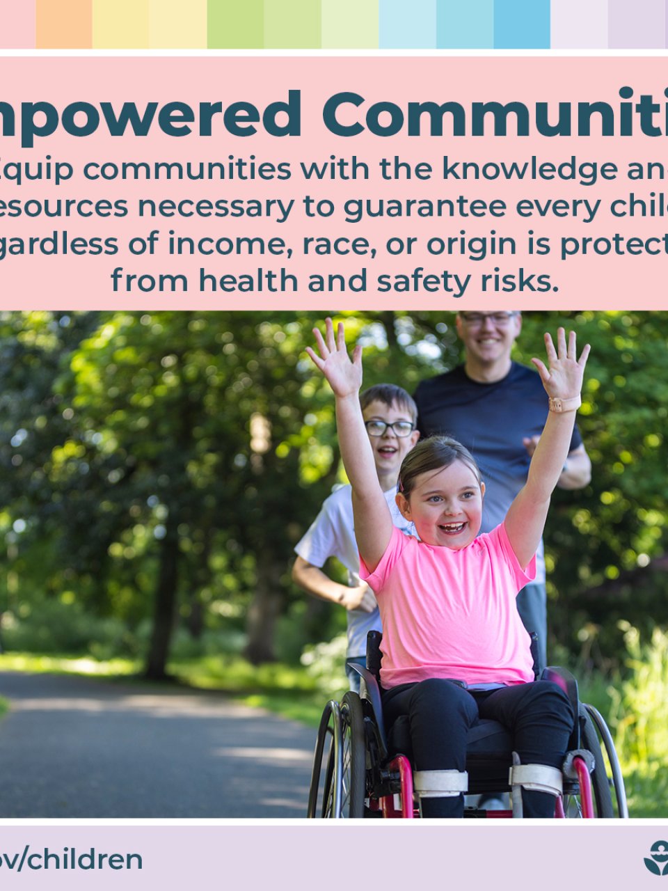 Equip communities with the knowledge and resources necessary to guarantee every child regardless of their income race or origin is protected from health and safety risks