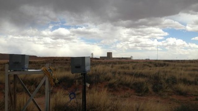 EPA staff set up air samplers near the Waste Isolation Pilot Plant