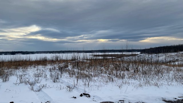 View of the frozen Wire Mill Delta.