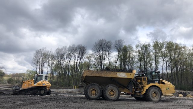 Heavy machinery at work on the site