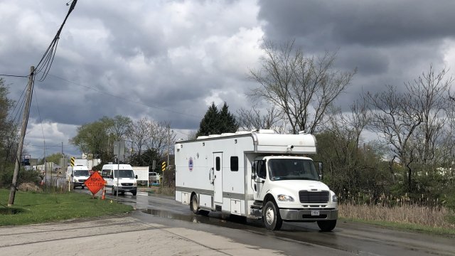 TAGA and PTR-MS vehicles on the road monitoring air around the derailment site