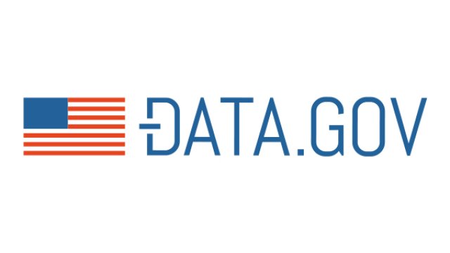 Data dot gov logo. American flag on left of word mark