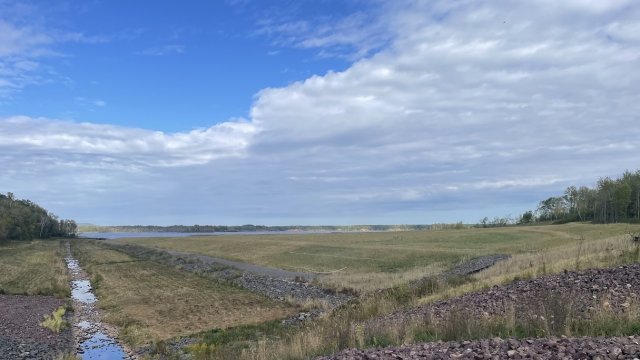 View east across the Upland Confined Disposal Facility (CDF) and portion of restored Unnamed Creek. 