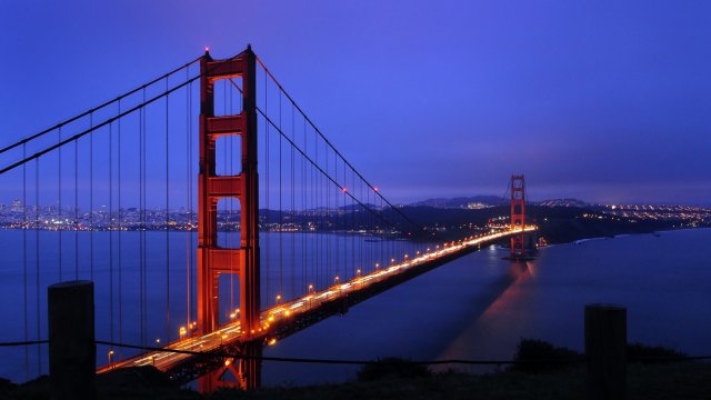 Golden Gate Bridge at night from the Marin Headlands