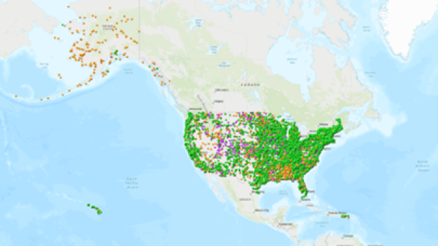 Screenshot of the U.S. Map as seen through EPA's Disaster Debris Recovery Tool