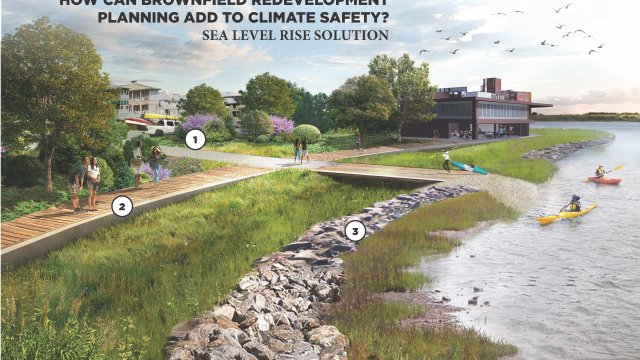 Image depicting sea level rise solutions for brownfield projects.