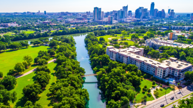 Aerial view of waterway