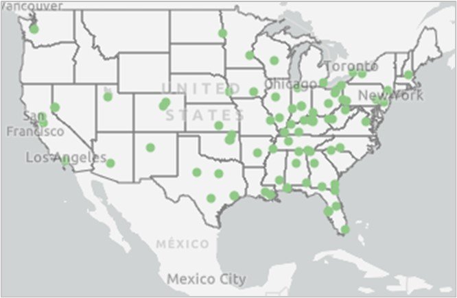 Figure 3: Chlorine gas supplier facilities in U.S. as of 5/5/2022