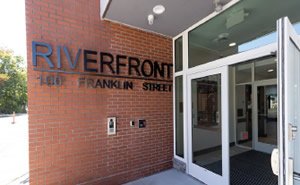 Riverfront building entrance (Photo Credit: City of Torrington)