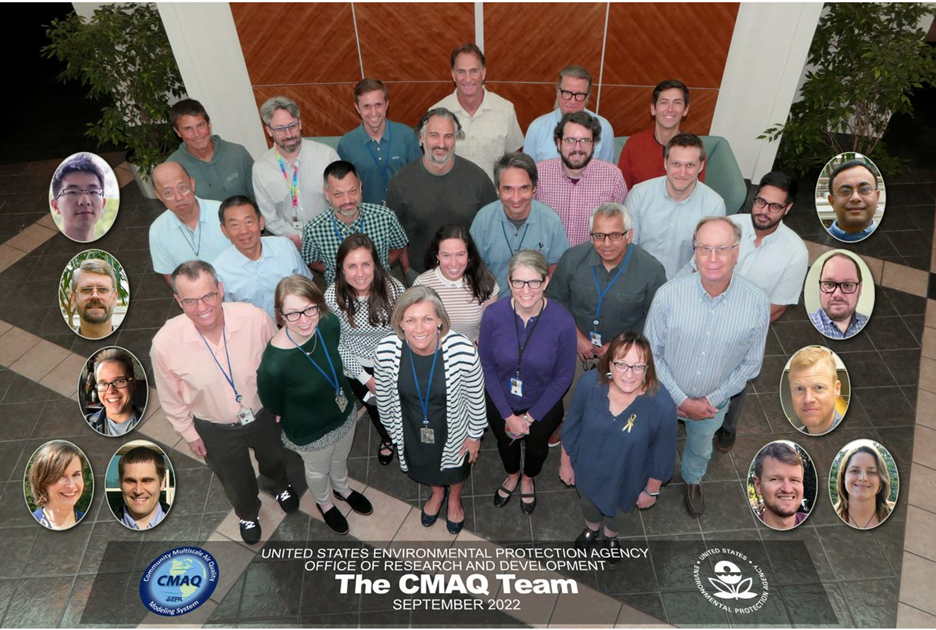 The CMAQ team stands together on EPA’s Research Triangle Park, N.C. campus in September 2022.