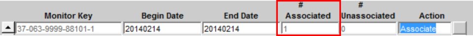 screenshot example of number of associated events in AQS
