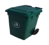 this is a photo of a green trash can