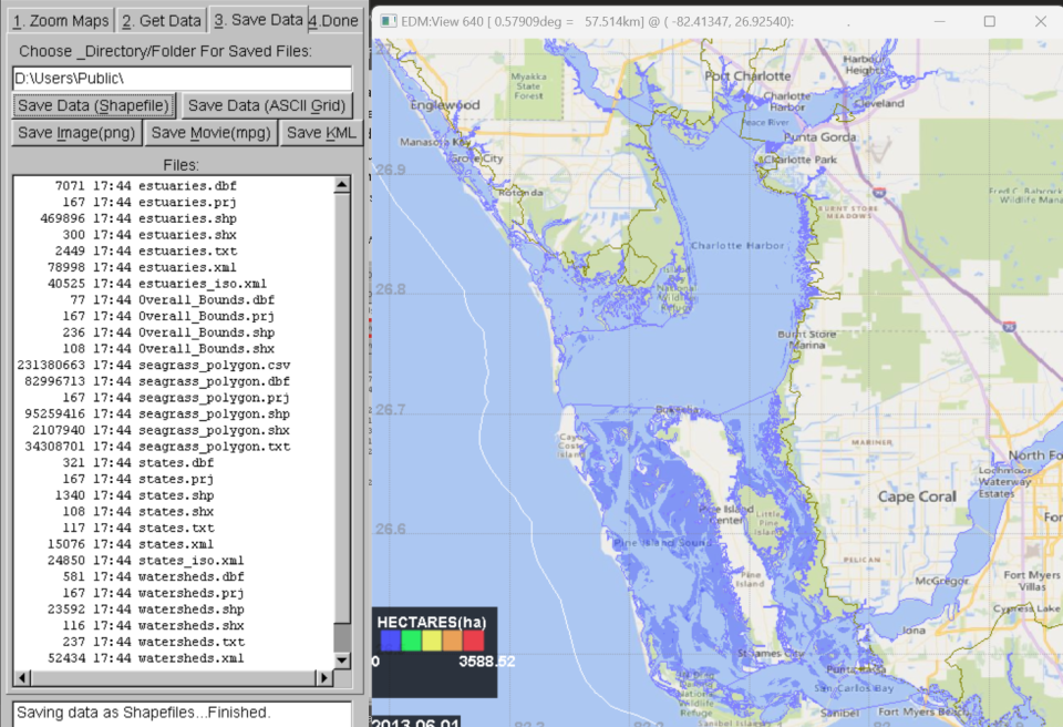 EDM map of Charlotte Harbor with retrieved data