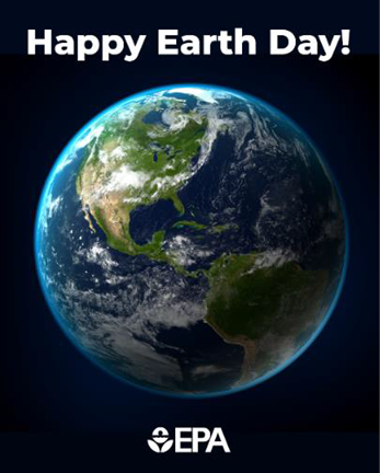 Earth from space with "Happy Earth Day!" above it and the EPA logo below it.
